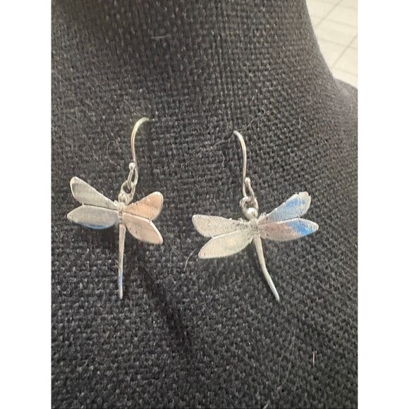 Sterling Silver Dragonfly Earrings, Handmade, NEW, 1.75” - Picture 2 of 7